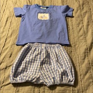 Shrimp and grits shirt and short set.